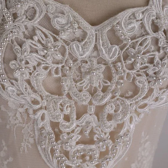 🌺 Vtg Jessica McClintock White Bridal Lace Nightgown Negligee Victorian Dress S - Picture 8 of 15